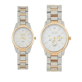 ジョーンズニューヨーク レディース 腕時計 アクセサリー Men and Women's Analog Shiny Two-Tone Metal Bracelet His Hers Watch 42mm, 32mm Gift Set White, Gold, Silver