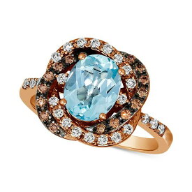 ルヴァン レディース リング アクセサリー Blue Topaz (1-7/8 ct. t.w.) & Diamond (3/8 ct. t.w.) Halo Ring in 14k Rose Gold Blue Topaz