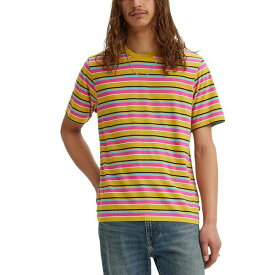 リーバイス メンズ Tシャツ トップス Men's Relaxed-Fit Striped Short Sleeve Crewneck T-Shirt Atlas Stripe Rasberry Rose