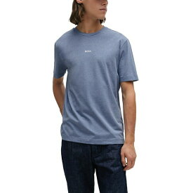 ヒューゴボス メンズ Tシャツ トップス Men's Logo Print Relaxed-Fit T-shirt Open Blue