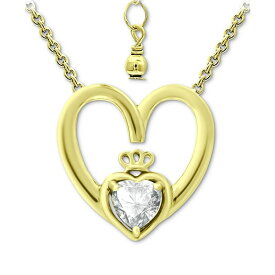 ジャニ ベルニーニ レディース ネックレス・チョーカー・ペンダントトップ アクセサリー Cubic Zirconia Claddagh Heart 16" Pendant Necklace, Created for Macy's Gold