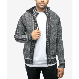 エックスレイ メンズ ニット&セーター アウター Men's Hooded Full-Zip High Neck Sweater Jacket Black/ White