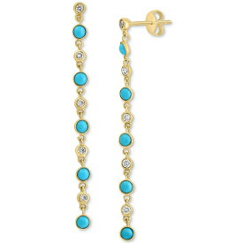 エフィー コレクション メンズ ピアス・イヤリング アクセサリー EFFY&reg; Turquoise & Diamond (1/4 ct. t.w.) Linear Drop Earrings in 14k Gold 14K Gold