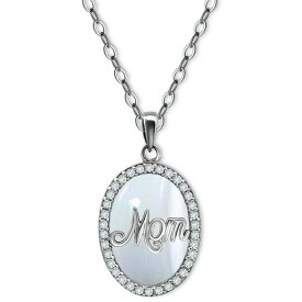 ジャニ ベルニーニ メンズ ネックレス・チョーカー アクセサリー Cubic Zirconia & Mother of Pearl Oval "Mom" Halo Pendant Necklace, 16" + 2" extender, Created for Macy's Sterling Silver