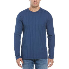 ペリーエリス メンズ シャツ トップス Men's Regular-Fit Ribbed Crewneck Shirt Dark Denim