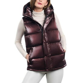 BCBジェネレーション レディース ジャケット＆ブルゾン アウター Women's Hooded Stand-Collar Puffer Vest Liquid Raisin