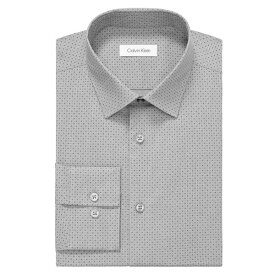カルバンクライン メンズ シャツ トップス Men's Refined Cotton Stretch Slim Fit Wrinkle Free Dress Shirt Gray