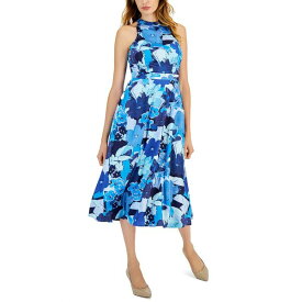 タハリ レディース ワンピース トップス Petite Printed Sleeveless Midi Dress Blue Multi