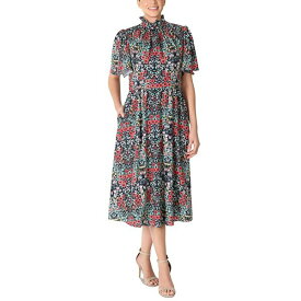 ジュリア ジョーダン レディース ワンピース トップス Floral-Print Mock-Neck Fit & Flare Dress Navy Multi