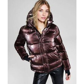 BCBジェネレーション レディース ジャケット＆ブルゾン アウター Women's Hooded Thumbhole-Cuff Puffer Coat Liquid Raisin