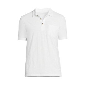 ランズエンド メンズ ポロシャツ トップス Men's Short Sleeve Slub Pocket Polo Shirt White