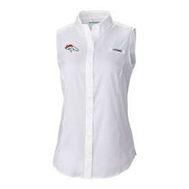 コロンビア レディース Tシャツ トップス Denver Broncos Columbia Women's PFG Tamiami OmniShade Sleeveless ButtonUp Shirt White