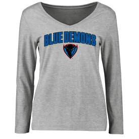 ファナティクス レディース Tシャツ トップス DePaul Blue Demons Women's Proud Mascot Long Sleeve TShirt Ash
