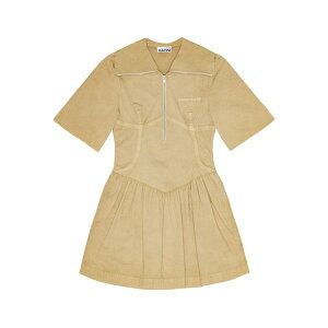 �K�j�[ ���f�B�[�X �����s�[�X �g�b�v�X Washed stretch-cotton mini dress Neutrals
