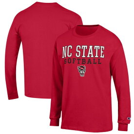 チャンピオン メンズ Tシャツ トップス NC State Wolfpack Champion Softball Stack Long Sleeve TShirt Red