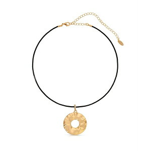GeBJ fB[X lbNXE`[J[Ey_ggbv ANZT[ Statement 18k Gold Plated Hammered Circle Cord Necklace Black