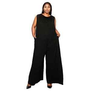 uh fB[X s[X gbvX Plus Size Olson Wide Leg Pocket Jumpsuit Black
