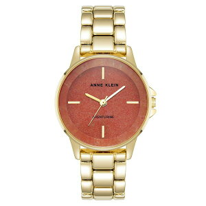 ANC fB[X rv ANZT[ Women's Quartz Red Aventurine Gemstone and Gold-Tone Alloy Metal Bracelet Watch, 30mm Red/Gold-Tone