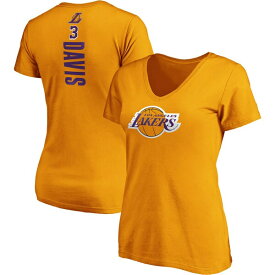 ファナティクス レディース Tシャツ トップス Anthony Davis Los Angeles Lakers Fanatics Branded Women's Team Playmaker Name & Number VNeck TShirt Gold