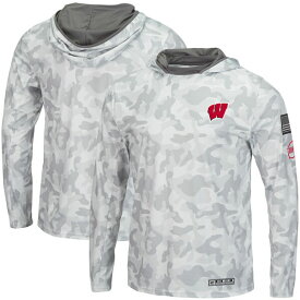 コロシアム メンズ Tシャツ トップス Wisconsin Badgers Colosseum OHT Military Appreciation Long Sleeve Hoodie Top Arctic Camo