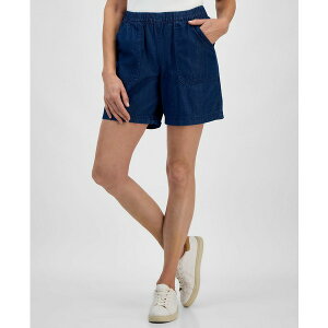 X^CAhR[ fB[X JWApc {gX Women's Chambray Mid Rise Pull-On Shorts, Exclusively at Macy's Dark Chambray