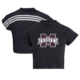 アディダス レディース Tシャツ トップス Mississippi State Bulldogs adidas Women's Recycled Cotton Crop Top Black