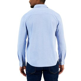 アルファニ メンズ シャツ トップス Men's Classic-Fit Heathered Jersey-Knit Button-Down Shirt, Created for Macy's Blue Myrtle