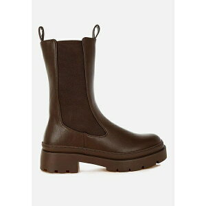 hO fB[X u[c V[Y Womens Jolt Elasticated Gussets Lug Sole Boots Brown