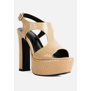 O Ah R[ fB[X T_ V[Y CROFT Croc Women's High Heeled Cut Out Sandals Beige