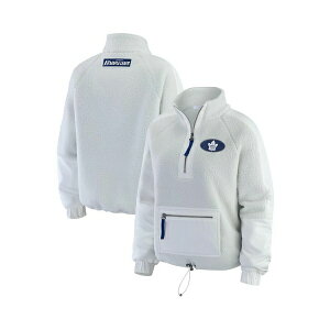 EFA oC GEAh[Y fB[X WPbgu] AE^[ Women's Gray/White Toronto Maple Leaf's Polar Fleece Quarter-Zip Jacket Gray, White