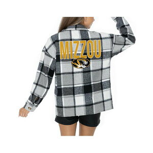 Q[fC fB[X WPbgu] AE^[ Women's Grey Missouri Tigers Long Sleeve Brushed Plaid Button-Up Overshirt Jacket Gray