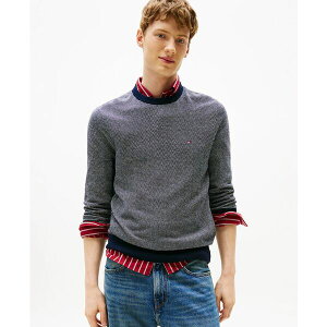 g~[ qtBK[ Y jbg&Z[^[ AE^[ Men's Pima Cotton Cashmere Herringbone Crewneck Sweater Desert Sky /Ivory Petal