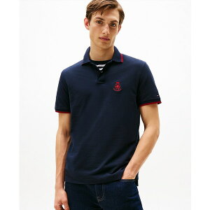 g~[ qtBK[ Y Vc gbvX Men's Seasonal Embroidered Crest Regular Fit Tipped Polo Shirt Desert Sky