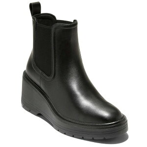 R[n[ fB[X u[c V[Y Women's ZERGRAND Cityquest Waterproof Wedge Boots Black Leather