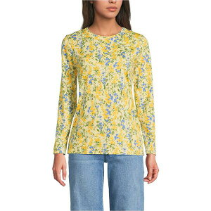 YGh fB[X Jbg\[ gbvX Women's Relaxed Supima Cotton Long Sleeve Crew Neck T-Shirt Golden candle light floral