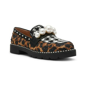�x�b�c�B�W�����\�� ���f�B�[�X �X���b�|���E���[�t�@�[ �V���[�Y Women's Harloe Embellished Low Heel Loafers Leopard Multi