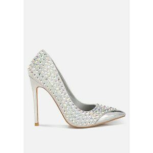 �������h�����O ���f�B�[�X �q�[�� �V���[�Y Super Fan Diamante Embellished Stiletto Pumps Silver