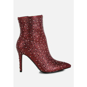 �������h�����O ���f�B�[�X �u�[�c �V���[�Y Womens Lobelia Rhinestones Embellished Stiletto Boots Medium red
