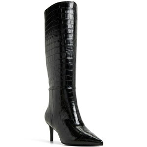 Ah fB[X u[c V[Y Women's Heather Knee High Pointy Toe Boots Black Croco