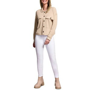 go fB[X WPbgu] AE^[ Women's Brushed Waffle Knit Crew Neck Jacket Oatmeal