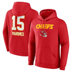 ファナティクス メンズ パーカー・スウェットシャツ アウター Patrick Mahomes Kansas City Chiefs Fanatics Branded Team Wordmark Name & Number Pullover Hoodie Red