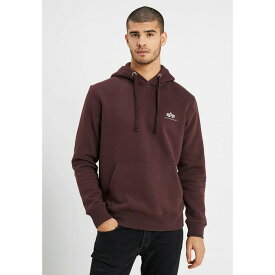 アルファインダストリーズ メンズ パーカー・スウェットシャツ アウター SMALL LOGO - Hoodie - deep maroon