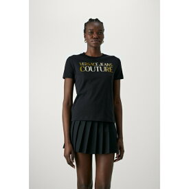 ベルサーチ レディース Tシャツ トップス LOGO GUMMY GLITTER - Print T-shirt - black/gold-coloured