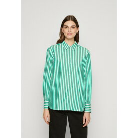 トミー ヒルフィガー レディース シャツ トップス STRIPE EASY FIT SHIRT - Button-down blouse - olympic green