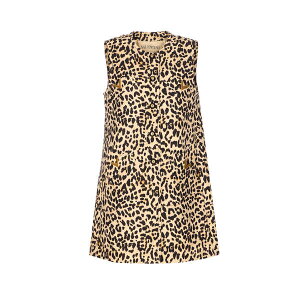 ���@�����e�B�m �K�����@�[�j ���f�B�[�X �����s�[�X �g�b�v�X Crepe Couture Animalier Print Dress Brown