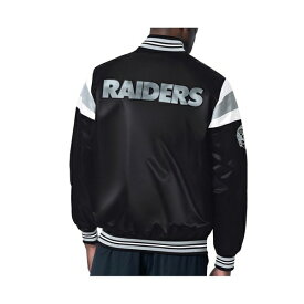 スターター レディース ジャケット＆ブルゾン アウター Men's Black Las Vegas Raiders Satin Full-Snap Varsity Jacket Black