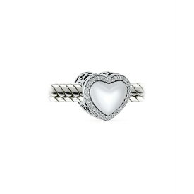 ブリング レディース 腕時計 アクセサリー Valentine Monogram Letters Alphabet A-Z Initial Crystal Accent Edge Love Heart Shape Charm Bead Oxidized Sterling Silver Fits European Bracelet Clear