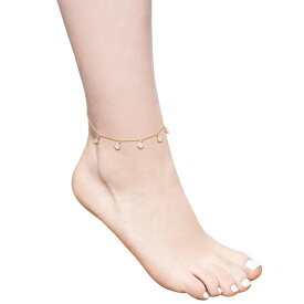 ラップド レディース ブレスレット・バングル・アンクレット アクセサリー Diamond Dangling Bezel Ankle Bracelet (1/10 ct. t.w.) in 10k Gold, Created for Macy's Yellow Gold
