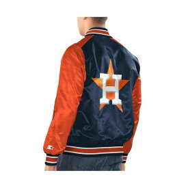 スターター レディース ジャケット＆ブルゾン アウター Men's Navy, Orange Houston Astros Varsity Satin Full-Snap Jacket Navy, Orange