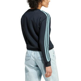 アディダス レディース パーカー・スウェットシャツ アウター Women's 3-Stripe Cotton Fleece Crewneck Sweatshirt Black/light Aqua